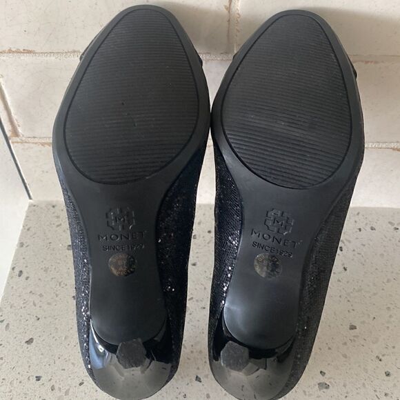 Monet Women’s Black Shimmery Glamorous Heels Pumps Size 6 - Picture 8 of 12